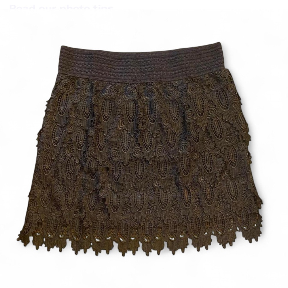 🧚🏼‍♂️ PRETTY ANGEL y2k-style brown embroidered lace miniskirt